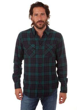 PX Blue & Green Plaid Flannel Long Sleeve Button Up Shirt/2526